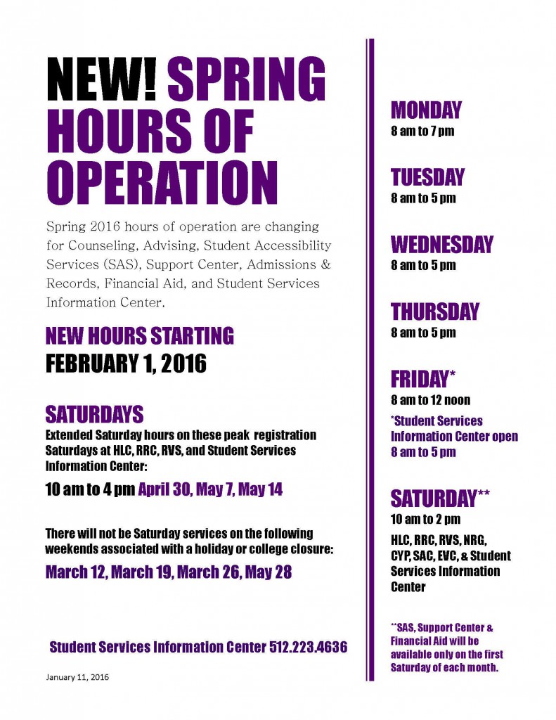 SSspring16 Hours of Operation 1.12.16
