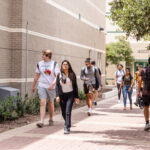 Students walking outside at Northridge Campus