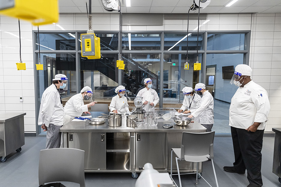 Basic Food Prep class taught by Chef Bryant Currie during the first day of the Spring semester 2021 at the Highland Campus Building 2000 on Tuesday, January 19, 2021. This is the first time students attend classes inside the newly remodeled campus.