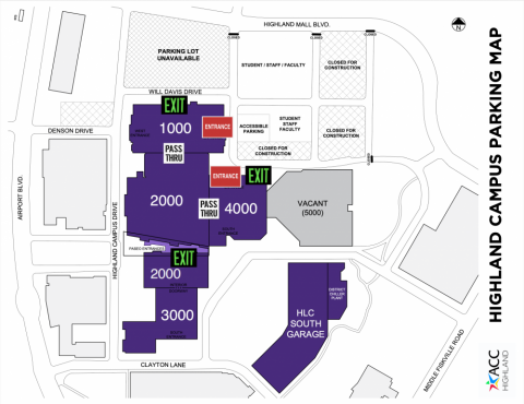 Highland Campus parking map