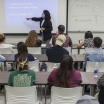Professor of Government Lisa Perez, PhD, teaches a class on Civil Liberties at the Austin Community College Hays Campus on Thursday, April 20, 2017