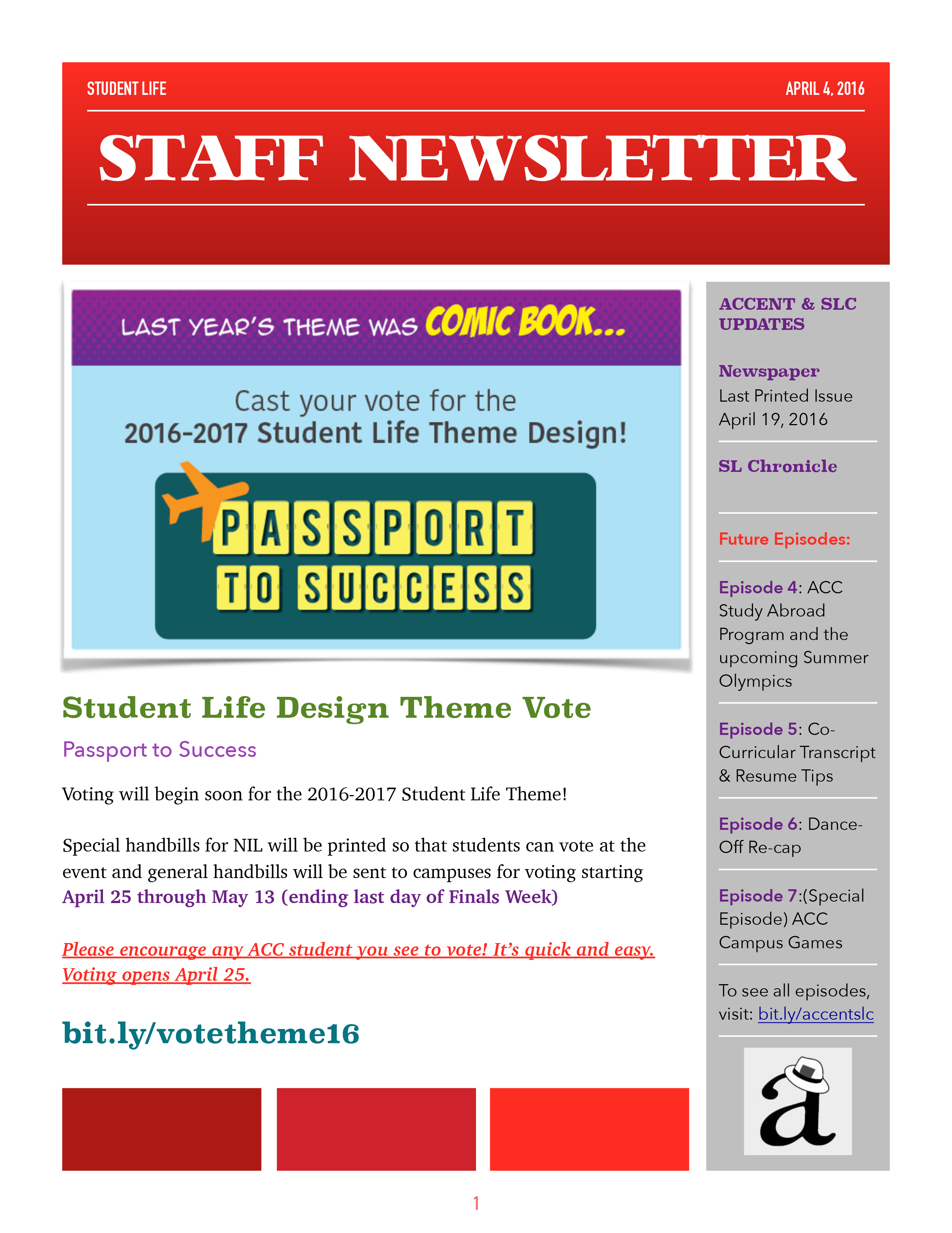 Staff Newsletters | ACC Student Life