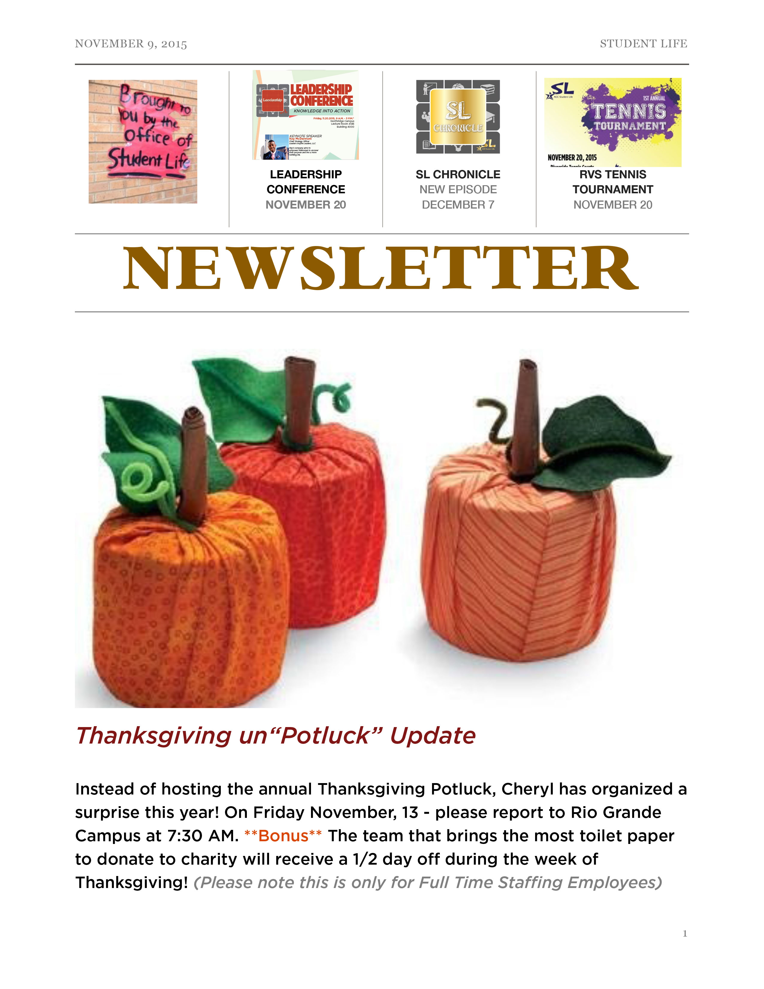 Staff Newsletters | ACC Student Life