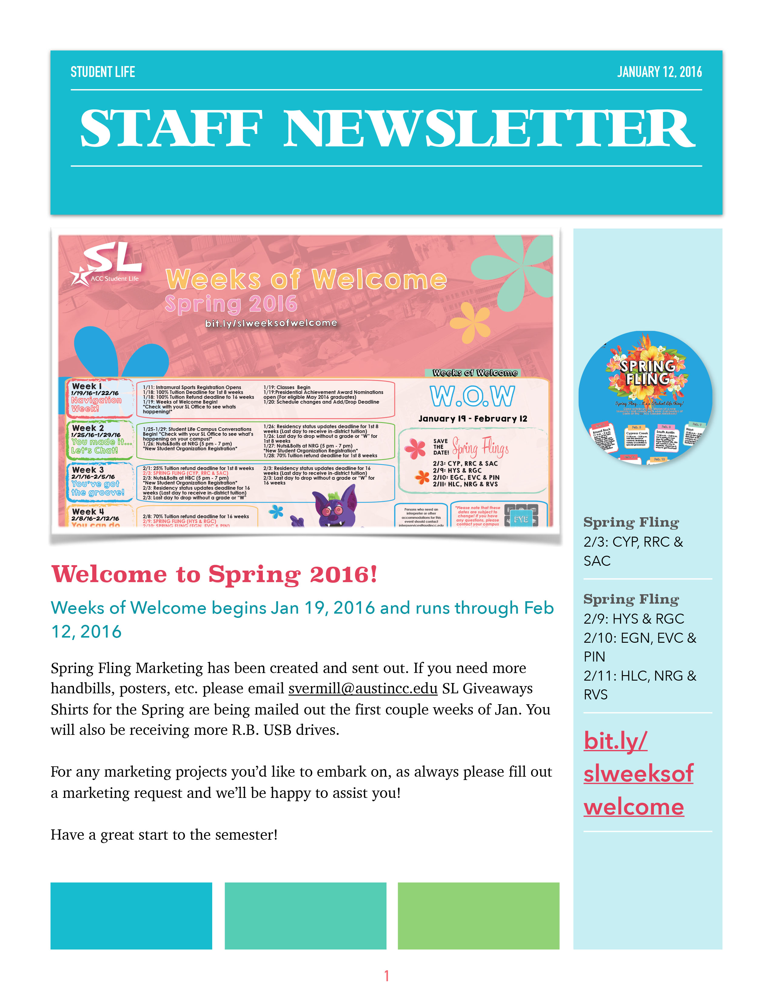 Staff Newsletters ACC Student Life