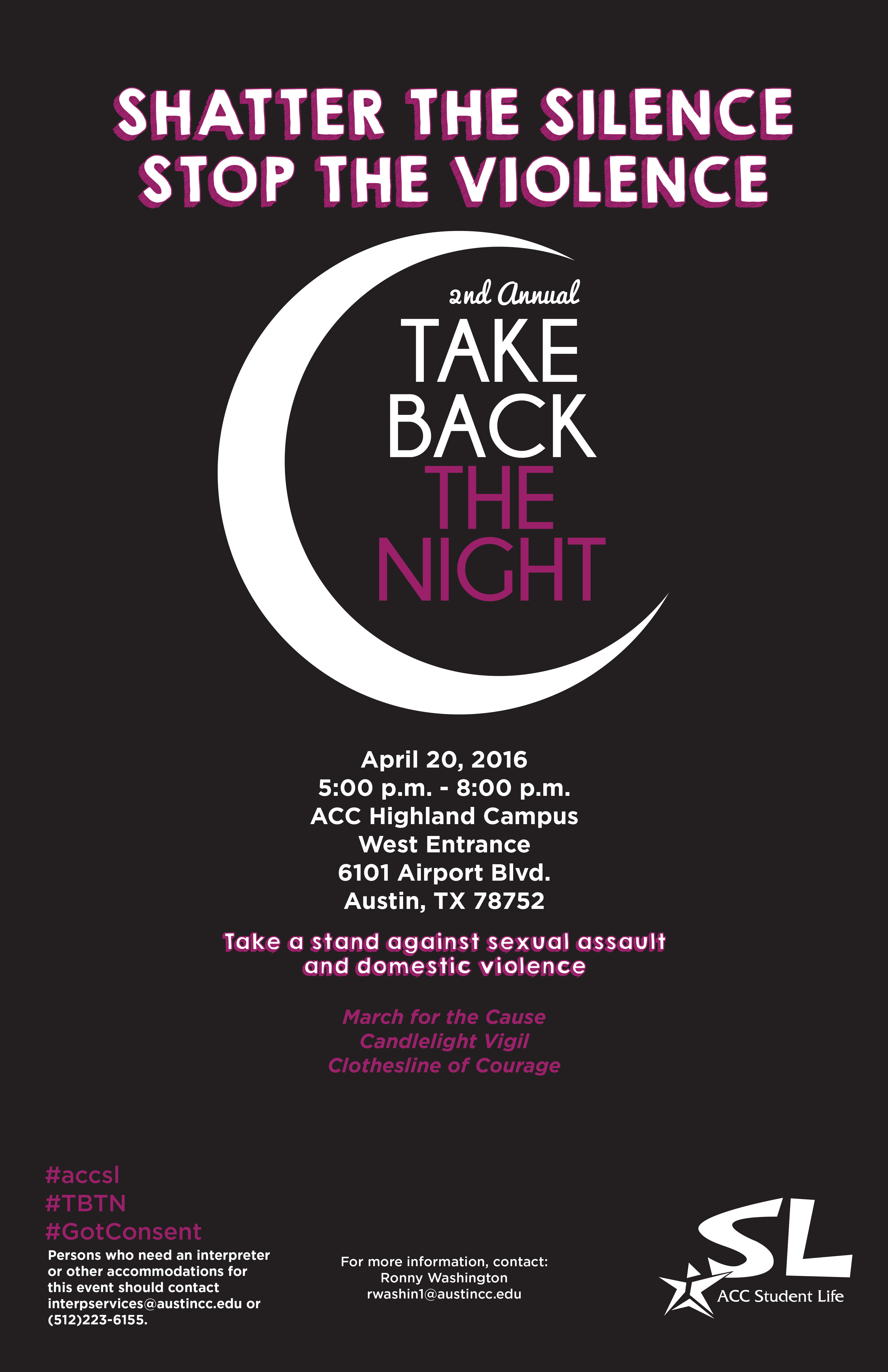 Take Back the Night #TBTN | April 20, 2016