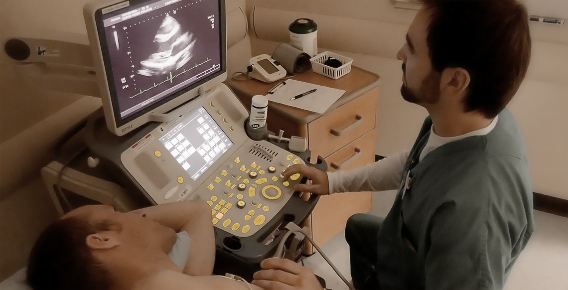 sonography equipment in use
