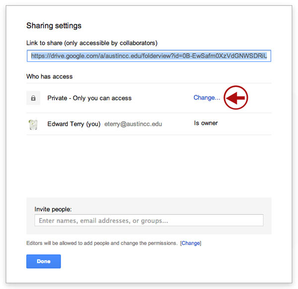 Set sharing settings on the folder