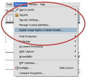 Enable Usage Rights in Adobe Reader