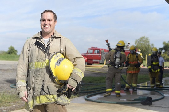 David Renfro, Army veteran and future firefighter, at the ACC Fire Academy.